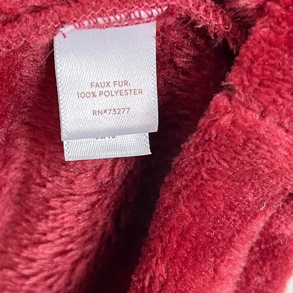 LC Lauren Conrad XSmall XS Red Faux Fur Hoodie Sweatshirt Cozy Lounge Womens - Picture 6 of 8